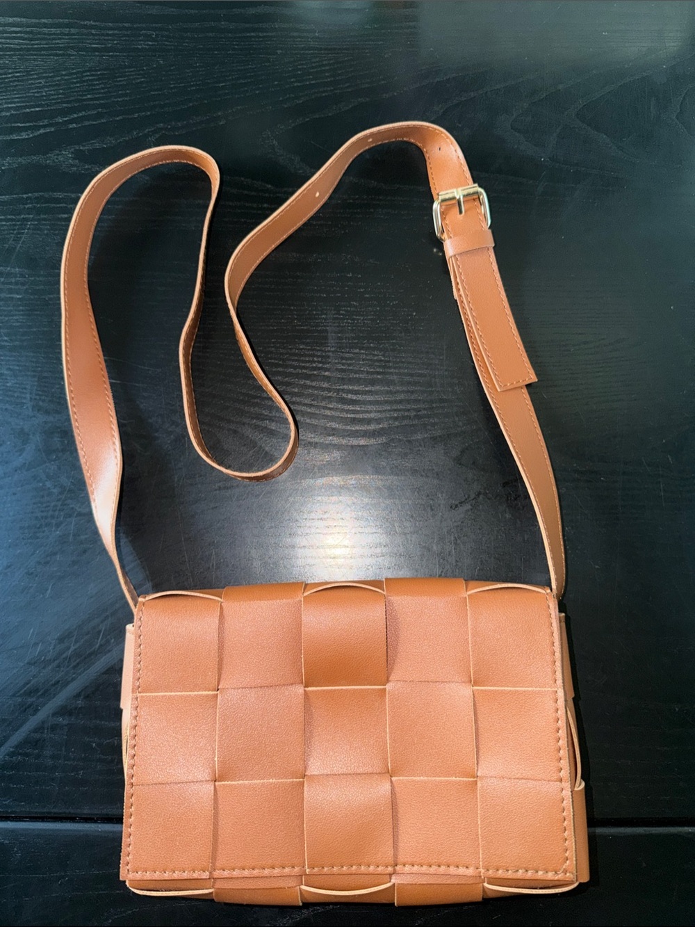 Woven Crossbody Bag in Tan - Women's Shoulder Bag